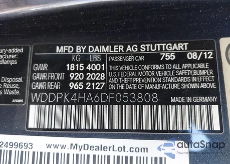 2013 Mercedes-Benz Slk 250 from USA, damaged, VIN WDDPK4HA6DF053808